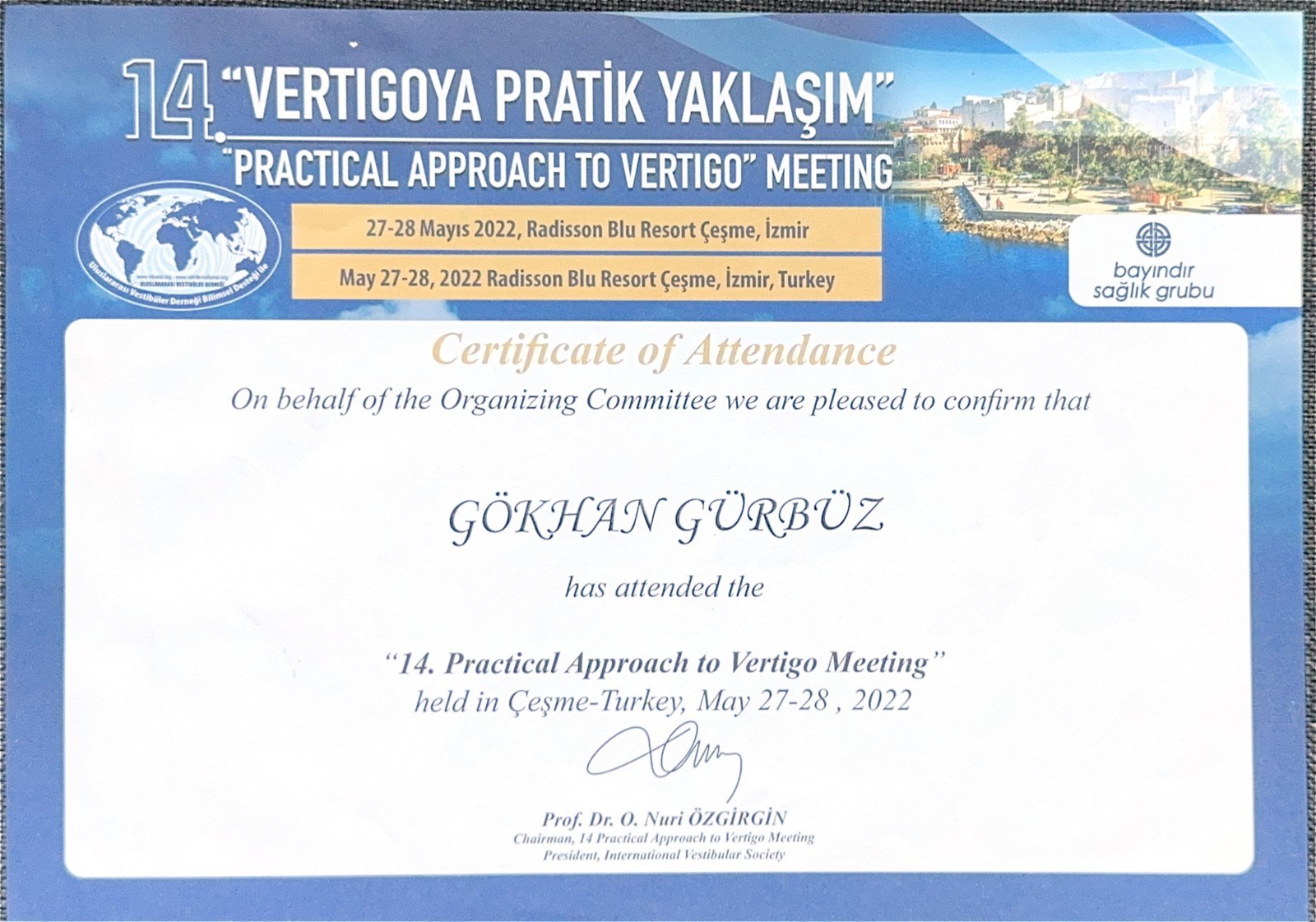 14. Vertigoya Pratik Yaklaşım certificate